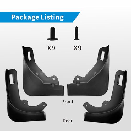Image of Mud Flaps for Tesla Model Y 2020-2024 - No Drill Installation, OEM Material All-Weather Splash Guards, Durable Mud Guards Accessories Kit (Set of 4, Black)