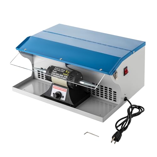 110V 500W Benchtop Jewelry Polishing Buffing Machine Jewelry Polishing Tool Dust Collector with Light Table Top Jewelry Making Kit with Light 10000RPM Adjustable Speed