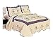3pcs High Quality Fully Quilted Embroidery Quilts Bedspread Bed Coverlets Cover Set , Queen King (Beige/Purple)