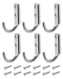 6PCS 316 Stainless Steel Wall Hooks – Heavy Duty Marine Grade Key, Coat and Storage Hooks, Wall Mounted Utility Hooks for Garage, Kitchen, and Outdoor Use