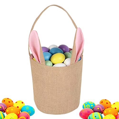 Sacos da cesta do coelhinho da Páscoa - Linda orelha coelho com alça - Bolsa cesta caça aos ovos pás