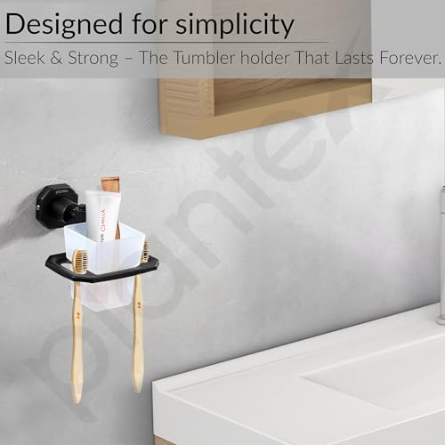 Image of Plantex 304 Grade Stainless Steel Tooth Brush Holder /ABS Material Tumbler Holder for Wash Basin /Bathroom Accessories - Nipron (Black)