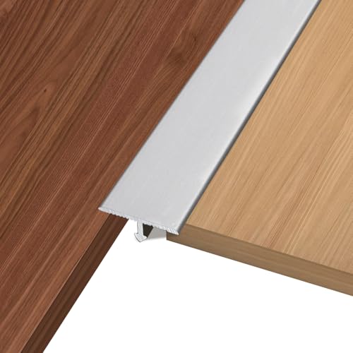 Perfil de Transición de Aluminio, 3pcs 900x20mm Tira de Umbral Perfil en T de Conexión de Suelos para Umbral de Puerta y Huecos de Suelo de Tarimas y Baldosas (Plata)
