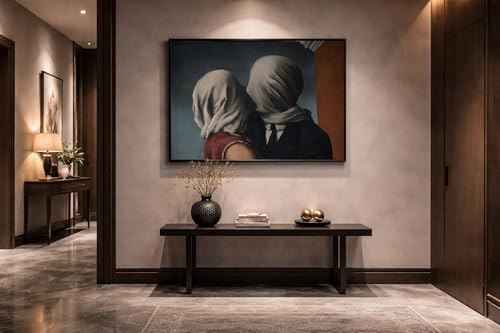 Impression sur toile Magritte Les amoureux aux couleurs durables