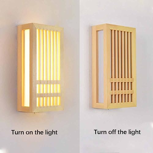 Lámparas de ambiente para sala de estar con aplique de pared rectangular de estilo japonés 7