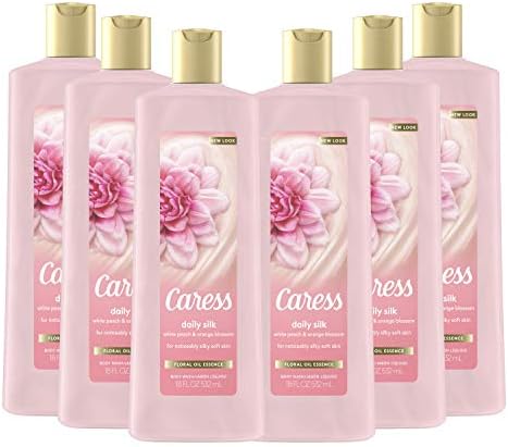 Caress Hydrating Body Wash For Noticeably Silky Soft Skin Daily Silk Extract & Floral Oil Essence 18 oz, Pack of 6, pink