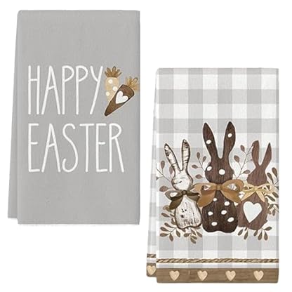 DIELIANHUA 2 PCS Happy Easter Geschirrtücher, Happy Easter Geschirrtuch, 43 * 66CM Easter Geschirrtücher, Baumwolle Easter Geschirrhandtücher, Perfekt Als Osterdekoration für Zu Hause/C
