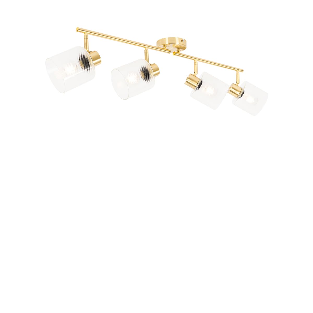 Qazqa Gold - Ceiling Spotlight With Glass 4-Light Adjustable - Laura - Art Deco - Suitable For Led E27 | 4 Way Light - Glass Surface-Mounted Spotway Light - Suitable For Living Room I Kitchen I Bed