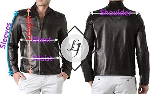 Men Slim Fit Biker Motorcycle Black Lambskin Leather Jacket Coat Outwear Jackets LJN10132