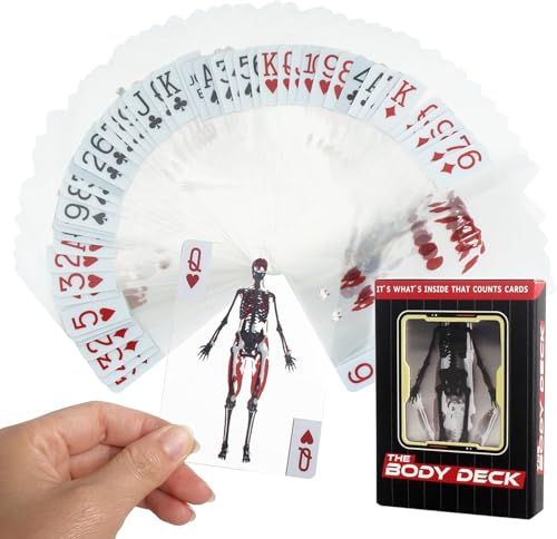The Body Deck, Divertidas Cartas Transparentes Anatomía, Cartas Educativas con Imagen 3D, Naipes de Esqueleto de Halloween,The Poker for Magic Games, de Anatomía Humana para Estudiantes de Medicina