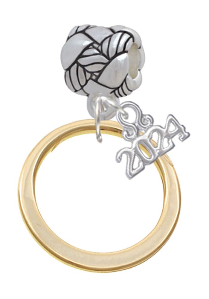 Delight Jewelry Large Karma Ring - Woven Rope Charm Bead Dangle with Year 2024