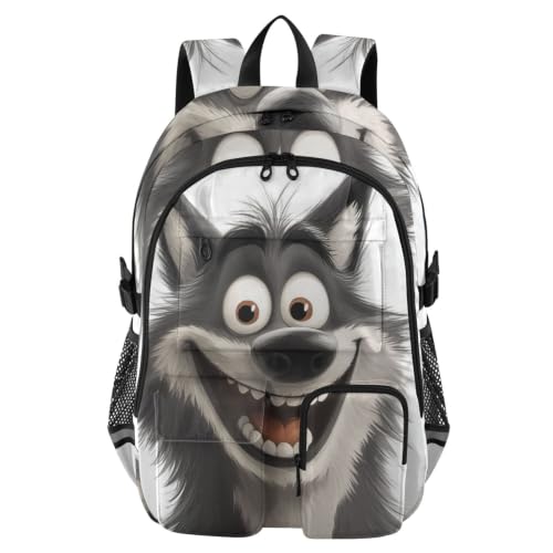 Mochila para la escuela de lobo gris: perfecta para clase, viajes de fin de semana y universidad