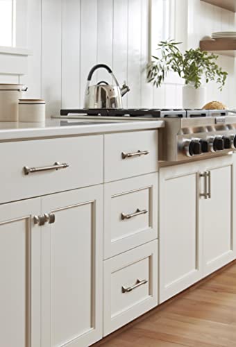 Image of Amerock | Cabinet Pull | Satin Nickel | 3-3 /4 inch (96 mm) Center to Center | Davenport | 1 Pack | Drawer Pull | Drawer Handle | Cabinet Hardware
