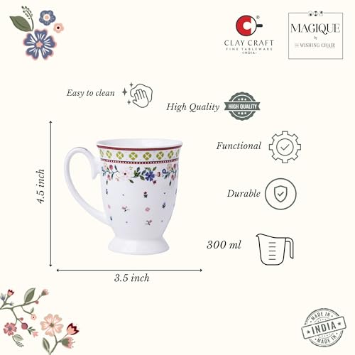 Image of Clay Craft x Magique by The Wishing Chair : Indian Summer - Coffee Mug | 300 ml | Handcrafted Floral Cup | Elegant Lightweight Coffee Mug | Microwave & Dishwasher Safe | Milk Mug