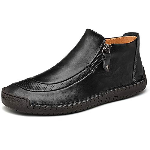 CEKeugo Men s Leather Driving Classic Handmade Ankle Casual Comfortable Walking Loafers Slip on Shoes Black 10 M US 44