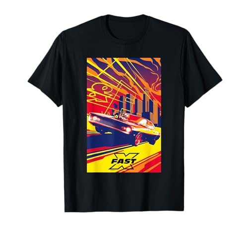 Fast X Toretto Charger City Skyline Saturated Movie Poster Camiseta