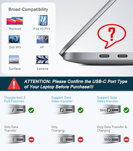 Image of USB C to Dual HDMI Adapter 4K@60hz, Type C to HDMI Splitter for 2 Monitors, USB C Hub Extend Display for MacBook Air /Pro, More Laptops with Thunderbolt 3 /4 Ports