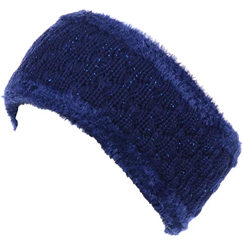 BYOS Womens Chic Cold Weather Enhanced Warm Fleece Lined Crochet Knit Stretchy Fit