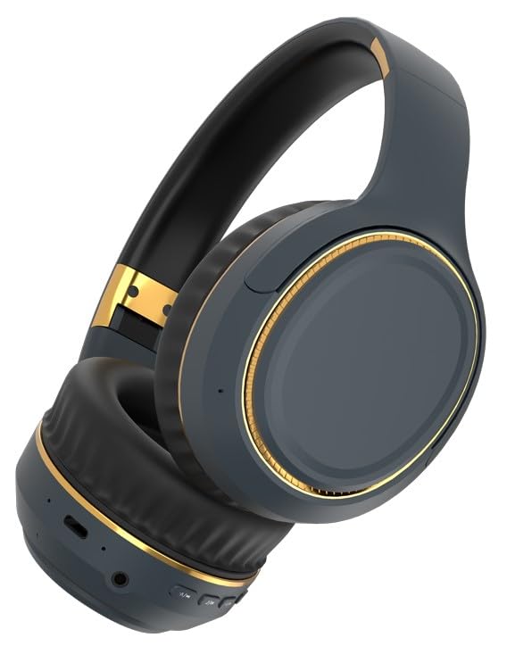Image of H6 Over Ear Headphones with ENC + HD Calling, Upto 50 Hrs Playtime, Fast Charging, in-Built ENC Mic, 40mm Titanium Bass Drivers, Super Soft Cushion, AUX in, Foldable Design (Navy Blue)