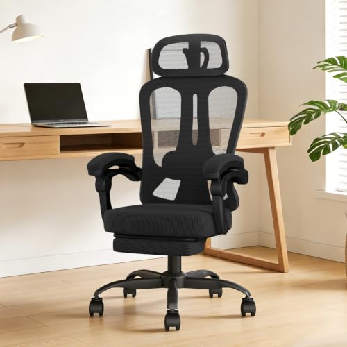 Image of WUPY Mesh Office Chair with Footrest & Headrest, Ergonomic Computer Chair