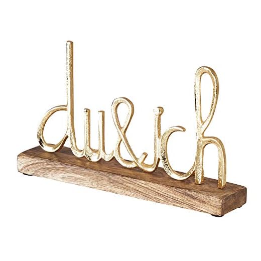 levandeo Schriftzug Du Und Ich L25cm Gold Mango Holz Tischdeko Geschenk Aufsteller Du&Ich Valentinstag Deko