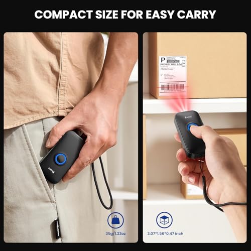 Image of Eyoyo Mini 1D Bluetooth Barcode Scanner, 3-in-1 Bluetooth & USB Wired & 2.4G Wireless Barcode Reader Portable Bar Code Scanning Work with Windows, Android, iOS, Tablets or Computers