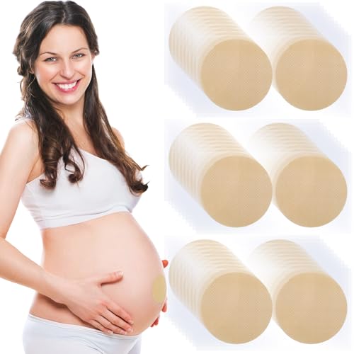 Shyyween 30 Pcs Pregnancy Belly Button Cover Patch 2.16 Reusable Washable Hide Belly Button Cover for Maternity Pregnancy(Round Skin Color)