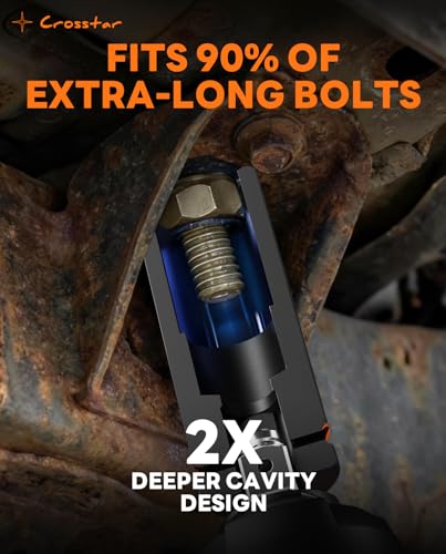 Image of Crosstar 1-1 /8'' 1 /2 inch Drive Deep Impact Socket, CR-MO Steel 6 Point Socket, High-Torque Axle shaft Nut Sockets with Stamped & Ink-Filled Size Markings, for Automotive Repairs and Home Maintenance