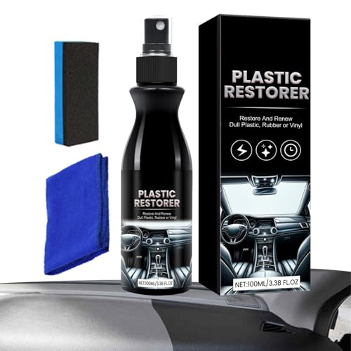 Huasean Restauratore di Plastica per Auto 100ML - Rimuovi Graffi per Interni, Agente di Rivestimento Lucidante, Previene L'essiccazione E L'invecchiamento