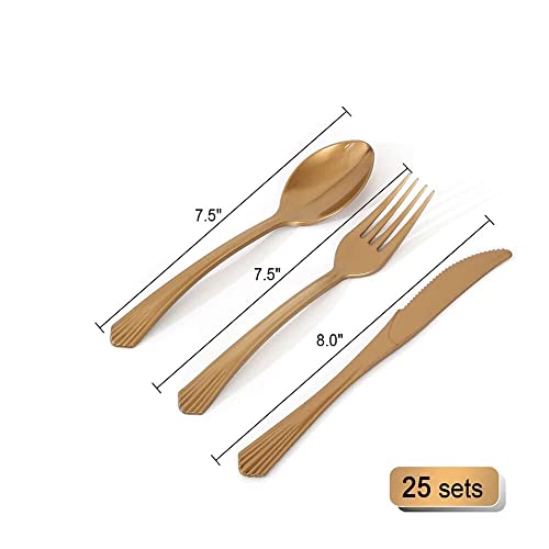 Gexolenu, Black and Gold Paper Plates and Napkins set, 25 sets X 8 items, Gold Dot Disposable Party Dinnerware, including Paper Plates, Napkins,Cups, Plastic Forks Knives and Spoons for Birthday