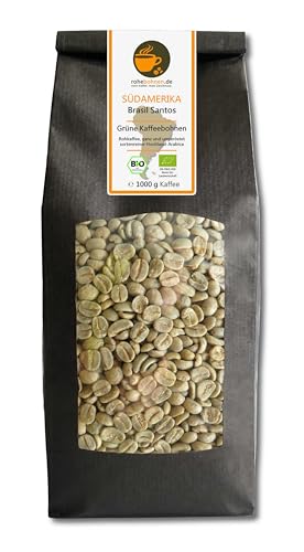 Café verde orgánico Arábica Brasil Santos (granos de café verde 1000 g) - Certificado GMP
