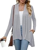 Kimono Cardigans for Women Long Lightweight Knit Open Front Sweaters (US XL(16-18), Light Gray)