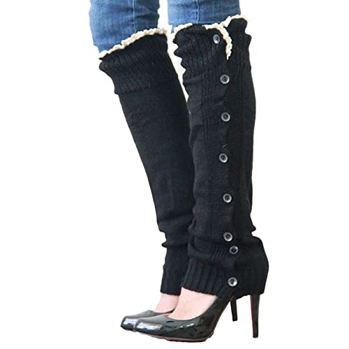 Image of Leg Warmers for Women Knitted Ribbed Stirrup Long Leg Warmers Loose High Socks Winter Socks Lace Trim Boot Cuffs