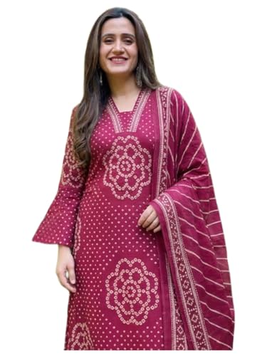 Image of ANNI Designer Women's Rayon Viscose Printed Anarkali Kurta with Palazzo and Dupatta | Stylish Ethnic Wear Set for Women | Festive, Wedding Kurti Set