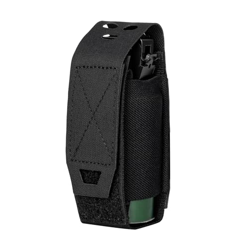 Molle Flashlight Holder Magazine Pouch Tactical Pouches Flashbang Pouch Portable Multiuse Tool Pouches for Duty Belt Vest Backpack 500D Nylon(Black)