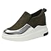 Schuhe Frauen Wedges Plattformen rund innen erhöhen Slip-On Pumps Casual Thick (37,Grün)