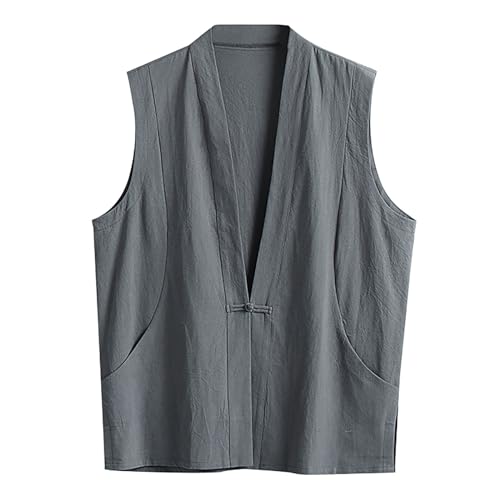 Gilet en coton et lin d'été masculin aux finitions soignées