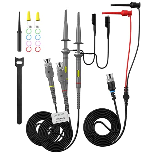 AUTOUTLET P6100 Universal Oscilloscope Probe with Accessories Kit 100MHz Oscilloscope Clip Probes with BNC to Minigraber Test Lead Kit