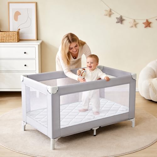 Image of Feisaibaoly Pack and Play Mattress (38 inchx26 inchx1.5),Skin Friendly Fabric, Soft, Breathable and Quiet, Provides Baby Friendly Support and Helps Healthy Spine Development,Pack and Play Topper.