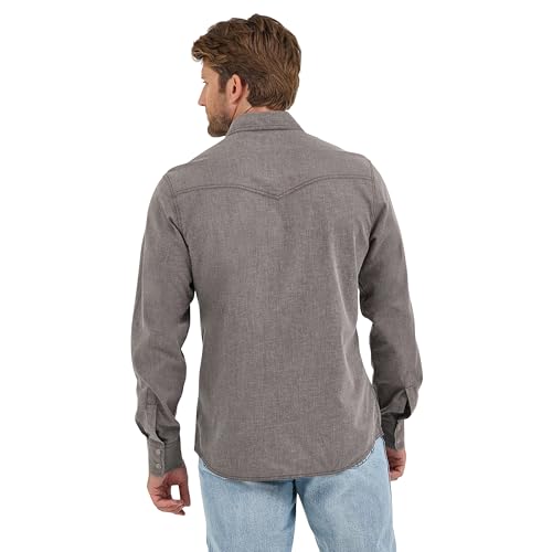 Wrangler Dusty Brown Retro Premium Men's Western Snap Solid Shirt 1123682194
