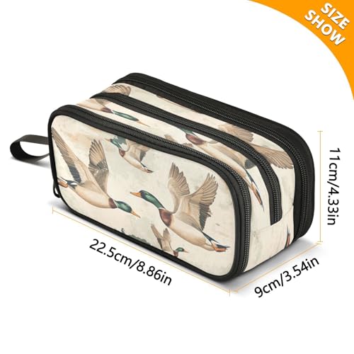 Image of Caikeny Pencil Case Mallard Ducks Pen Bag Large Capacity Pencil Box Pen Pouch with Zipper Cosmetic Organizer for Kids Teens Adults