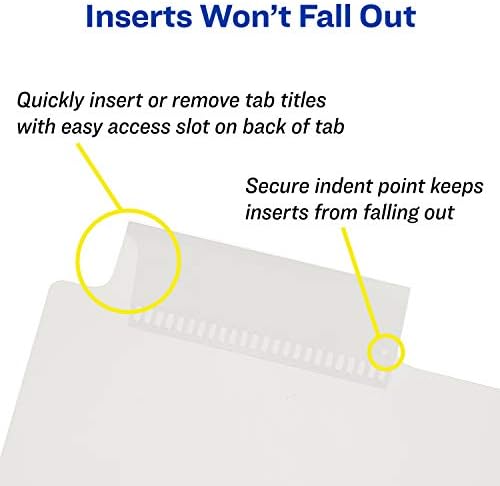 Avery 11901 Insertable Big Tab Plastic Dividers, Letter, Multicolor, 8-Tab  Set