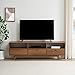 Walker Edison Kimi Mid Century Modern Minimalist Drop-Down Door Stand for TVs up to 85 Inches, 70 Inch, Mocha