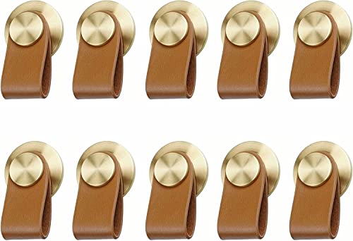 レザー引き出し引き手、キャビネットハンドル、2個 新しい革製取っ手 レザーキャビネットプル、ワードローブ、キッチン、浴室用レザー引き出しプル、カラー: ブルーイン、サイズ:10)(カラー:ブラック、サイズ:(カラー:Br