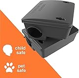Rat Bait Stations - 2 Pack, Weather and Tamper-Resistant for Indoor & Outdoor Rodent Control, Refillable w/ 2 Locks and Key, Cruelty-Free Alternative to Rat & Mouse Traps - Safe for Kids and Pets!