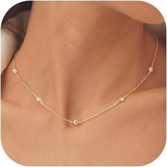 HANLINecklaces for Women - 14K Gold/White Gold Plated for Everyday Wear | Dainty and Elegant Diamond Jewelry