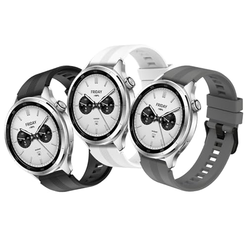GuardLook 3 Piezas 22 mm Correas de Silicona Suave Compatible con Xiaomi Watch S4 / Huawei Watch GT6 46 mm, Correa de Repuesto Deportiva Duradera Impermeable Ligera, Pulsera Cómoda Transpirable