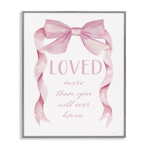 Stupell Industries 'Loved More Sentiment Pink Ribbon'�A�z����W�[�N���[�A�[�g�A�O���[�A40.5 x 60.8cm�A�|���₷�����A�č����A�V���f�B�E�W�F�C�R�u�X