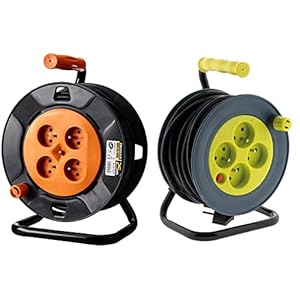 zenitech enrouleur 4 prises ho5vv f 3g1mm² 25m + coupe circuit & enrouleur ménager 15m 3g1 mm² anis zenitech