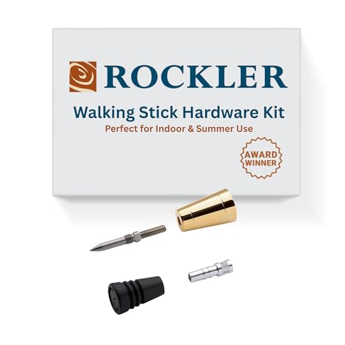 rockler canewalking stick hardware kit  hobby tool kit includes steel spike ferrule cane rubber foot amp aluminum insert - easy to assemble woodworking kit  perfect for indoor amp summer use